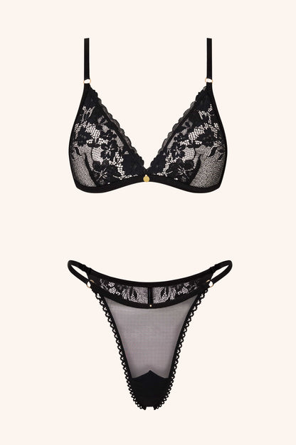 Star – Ongewatteerde Triangel Bh in Zwart Kant