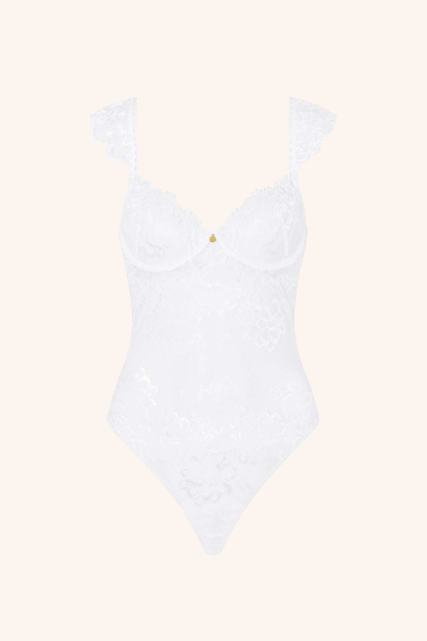 COQUETTE – White Ruffle Bodysuit