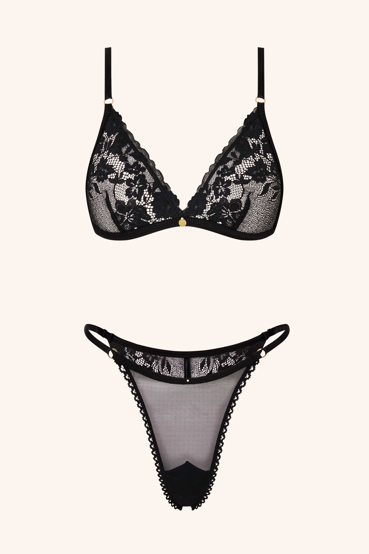 Star – Ongewatteerde Triangel Bh in Zwart Kant