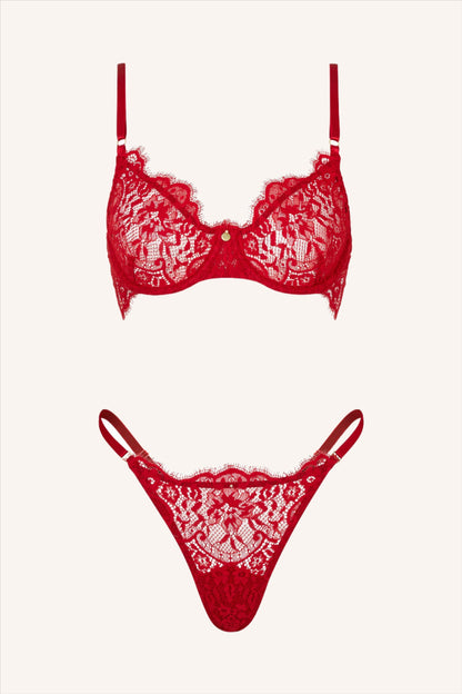 DAINTY – Rode Lace Demi BH