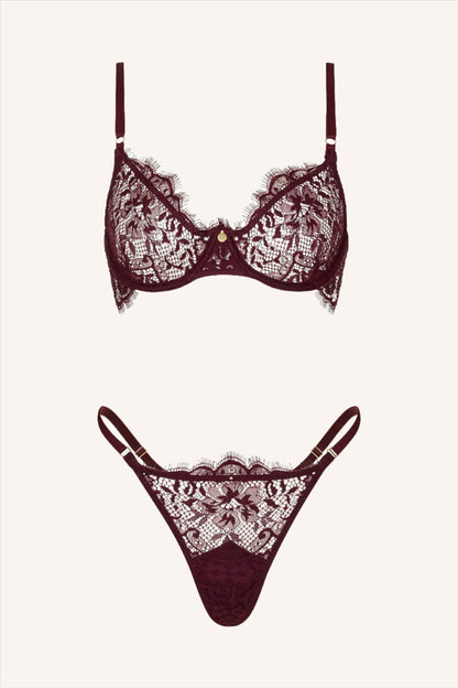 DAINTY – Burgundy Lace BH