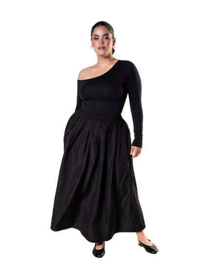 ISOLA – One Shoulder Long Sleeve Bodysuit - LivingCurves Wit / XS/S