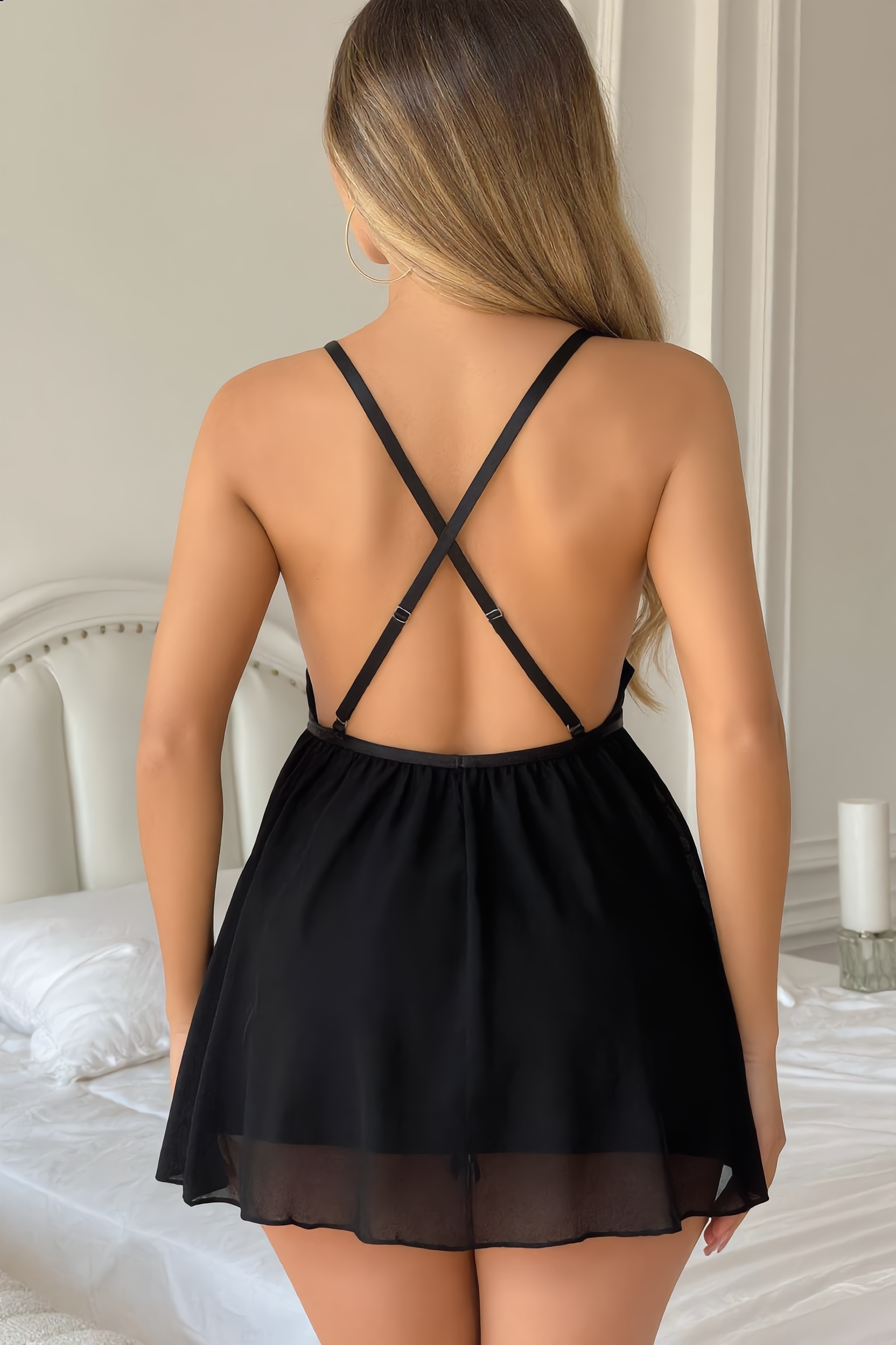 Bodysuit Dames Mesh – Zwart Met Diepe Hals En String – Verleidelijke Shaping & Comfort