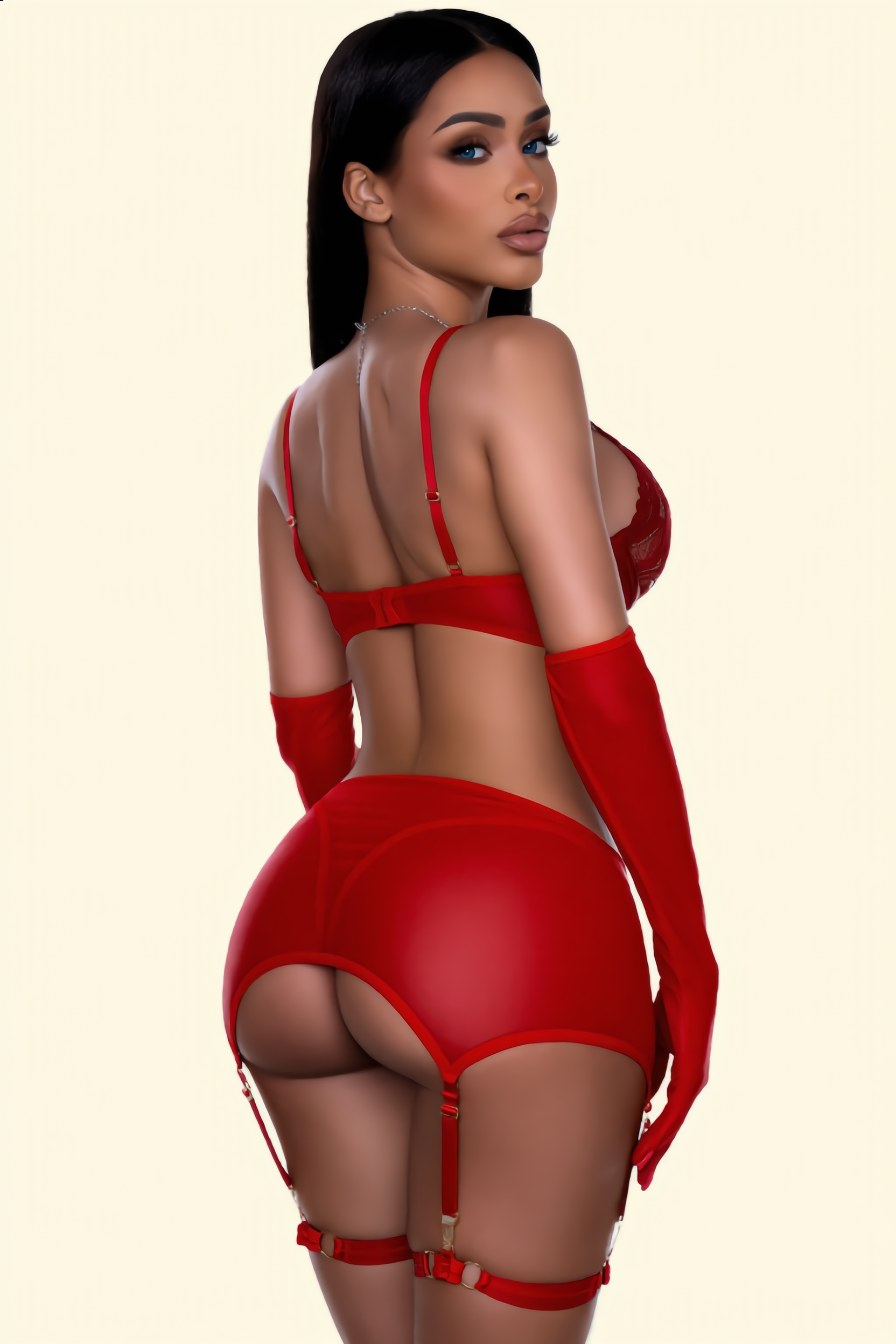 Lingerieset Dames Mesh – Rood Luxe 5-Delig Met Jarretelrok – Elegante Set met Sensuele Look