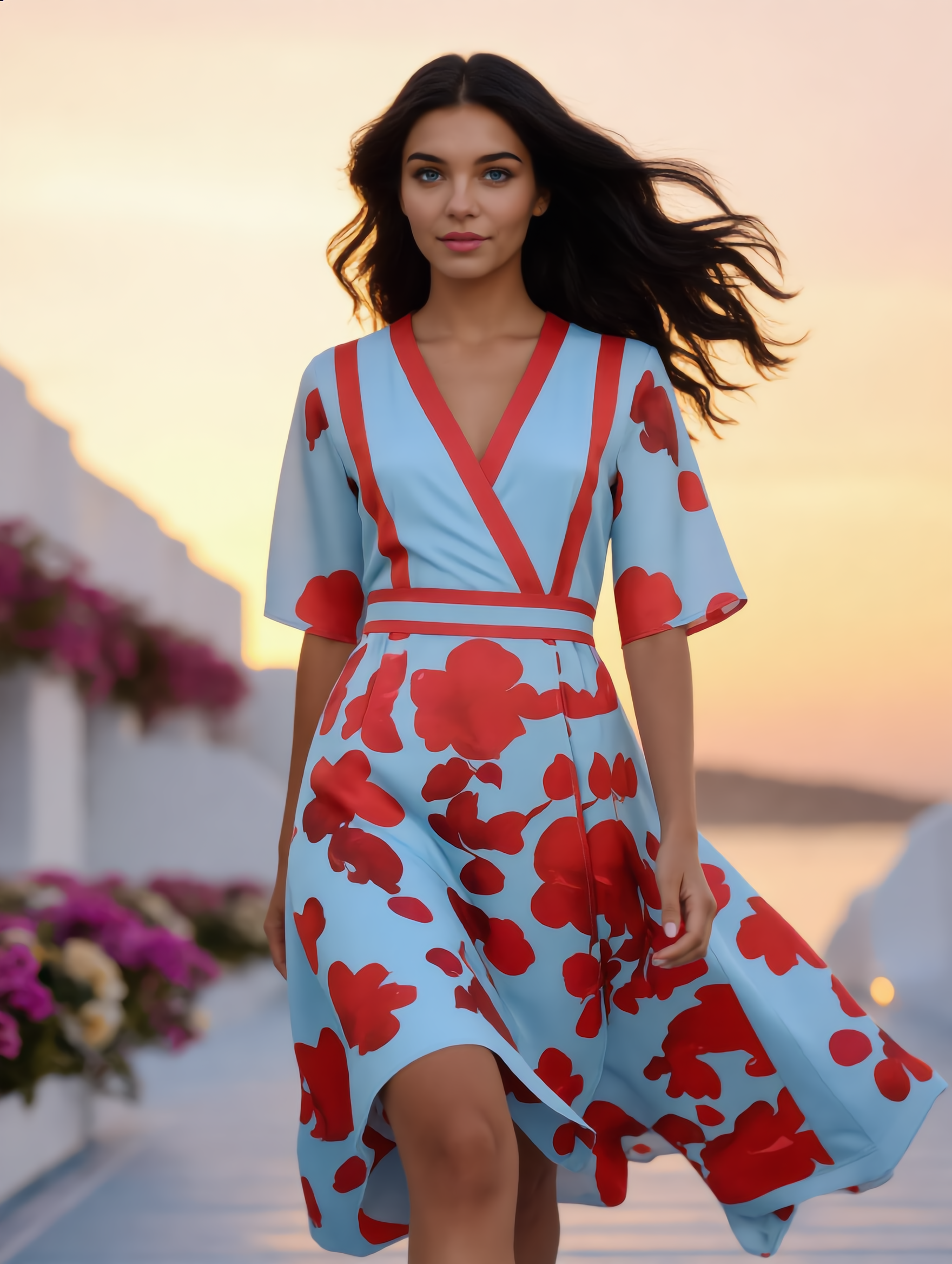 Midi Jurk V-Hals – Zomerjurk met Print