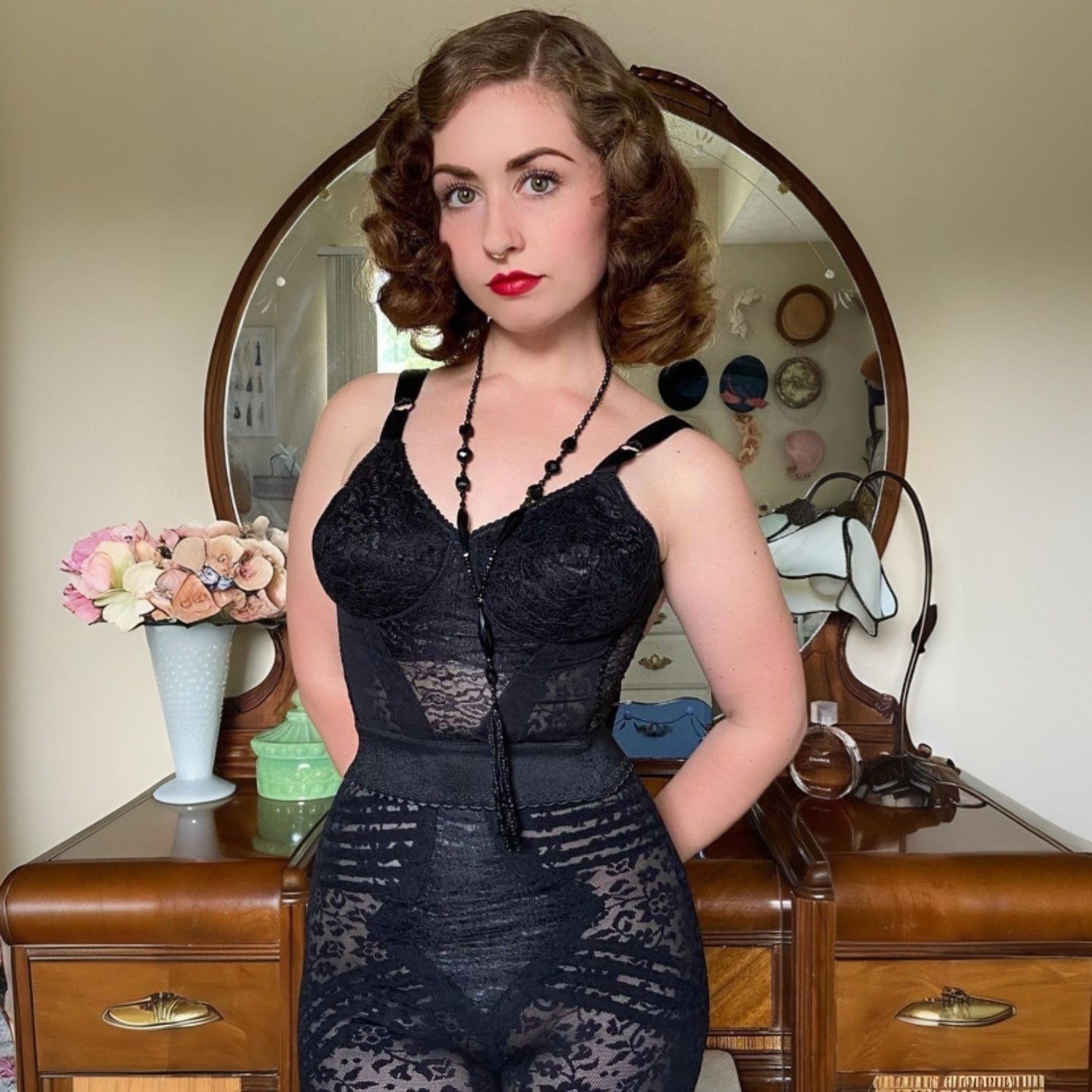 Style 6207 | No Roll High Waist Lace Thigh Slimmer with Extra Firm Support - LivingCurves High Waist Leg Shaper Mokka / S/26