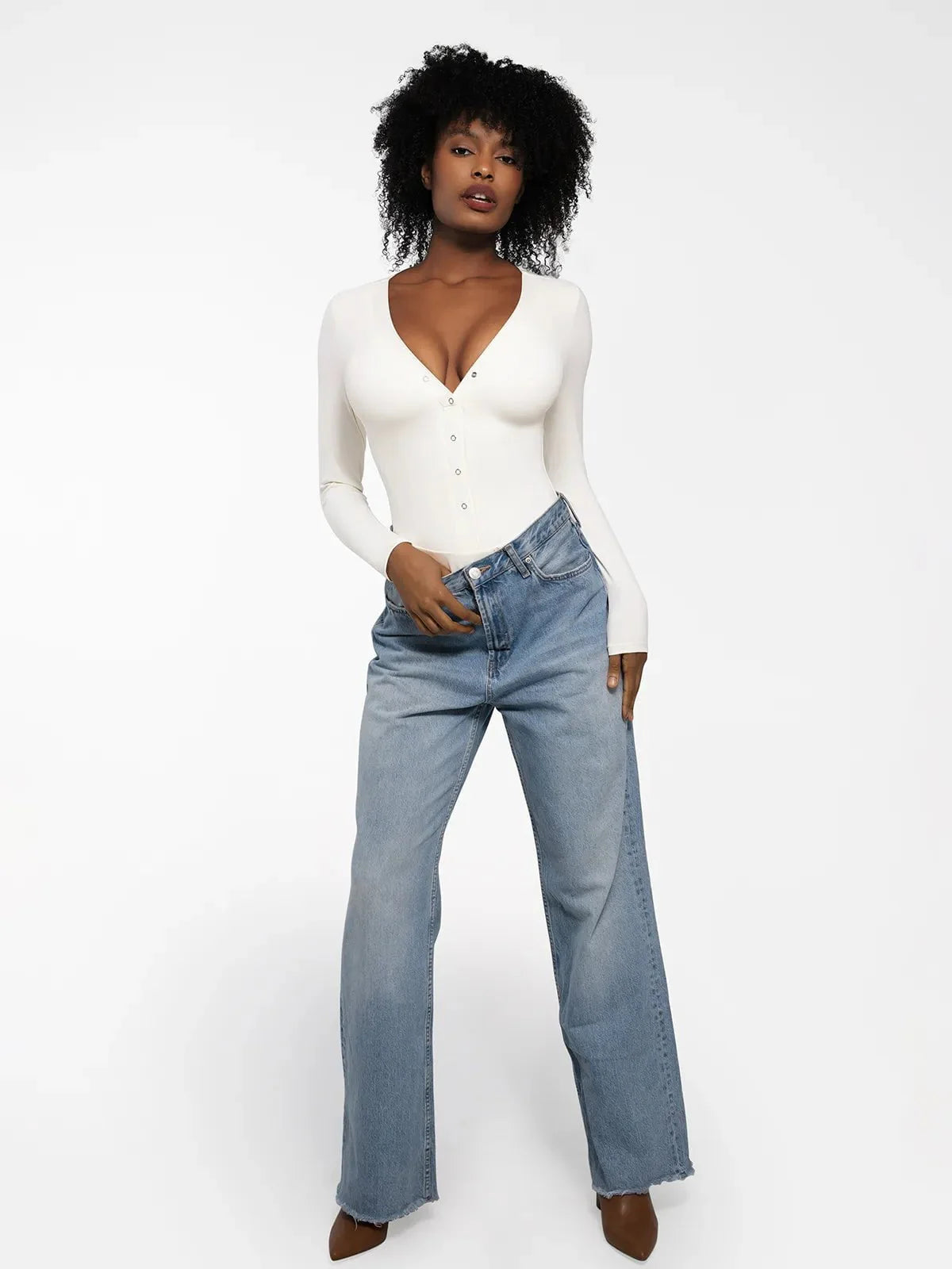 Redtag Thermal Shapewear Long Sleeve Tummy Control Bodysuit - LivingCurves Tops Body Shaper Sculpting Warm Winter Black / XS