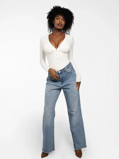 Redtag Thermal Shapewear Long Sleeve Tummy Control Bodysuit - LivingCurves Tops Body Shaper Sculpting Warm Winter Black / XS