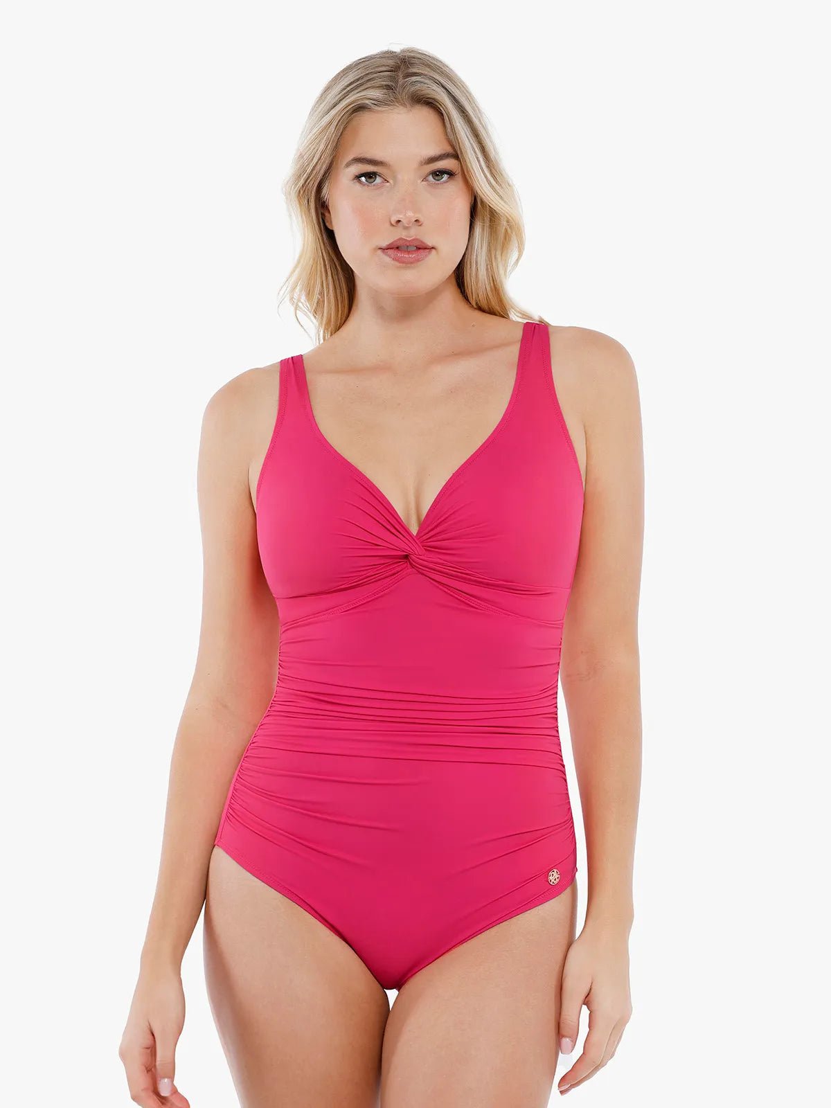 LORÉ – Ruched Mesh Shaping Bodysuit - LivingCurves Tummy Control One Piece Swimwear Roze / XS