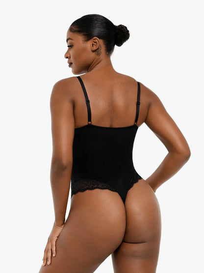 Shapewear Strappy Tummy Control Lace Inset Bodysuit - LivingCurves Sexy Tops Body Shaper Chili Red / XS