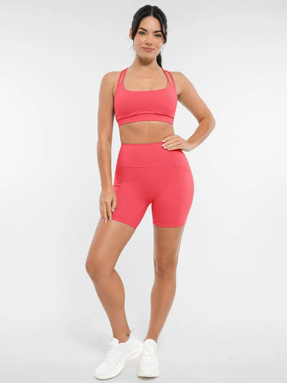 BRXL Cross Strap Sports Bra High-Waisted Shorts Set
