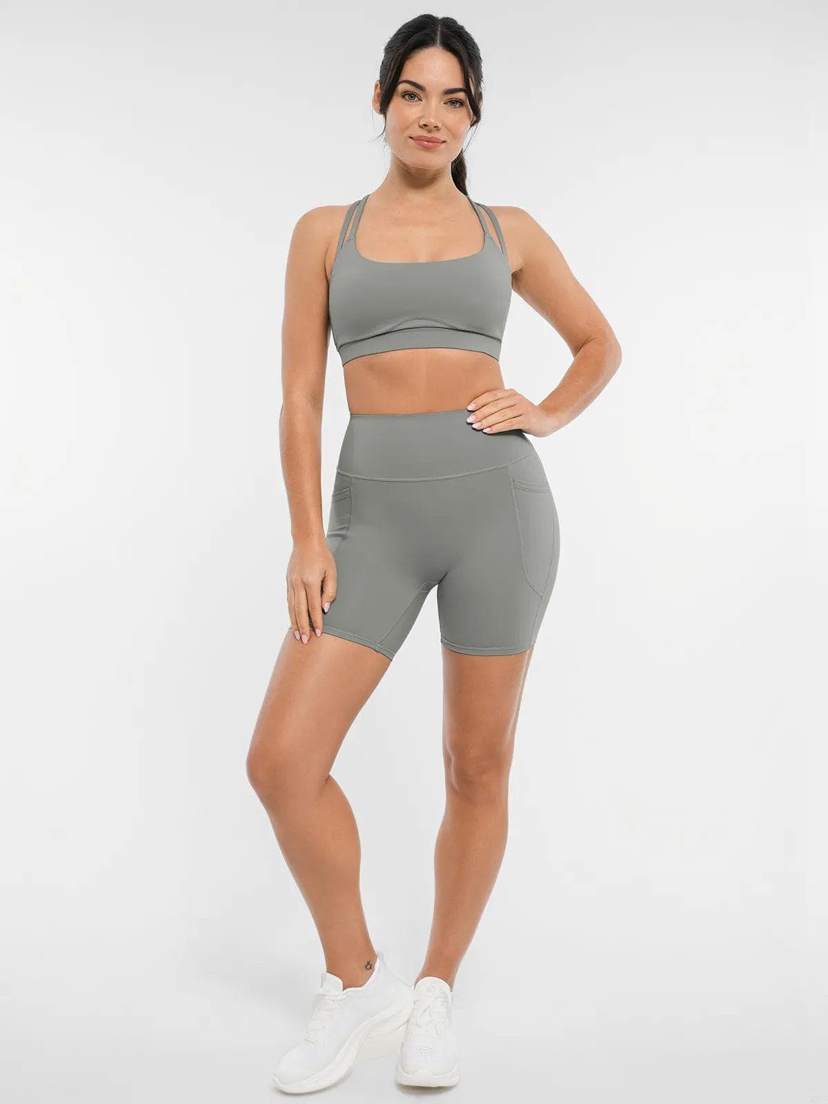BRXL Cross Strap Sports Bra High-Waisted Shorts Set