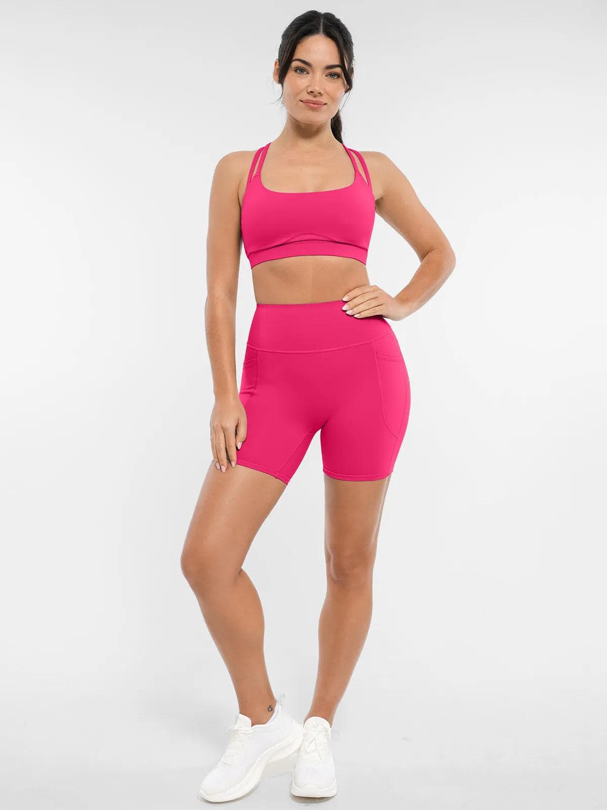 BRXL Cross Strap Sports Bra High-Waisted Shorts Set