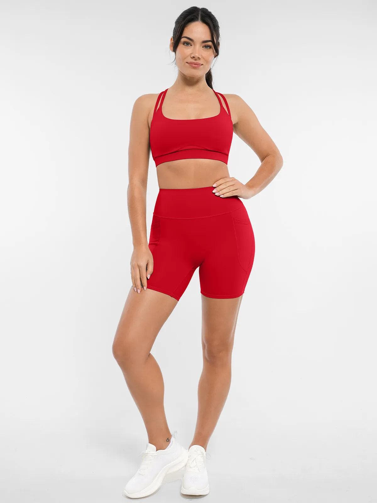 BRXL Cross Strap Sports Bra High-Waisted Shorts Set