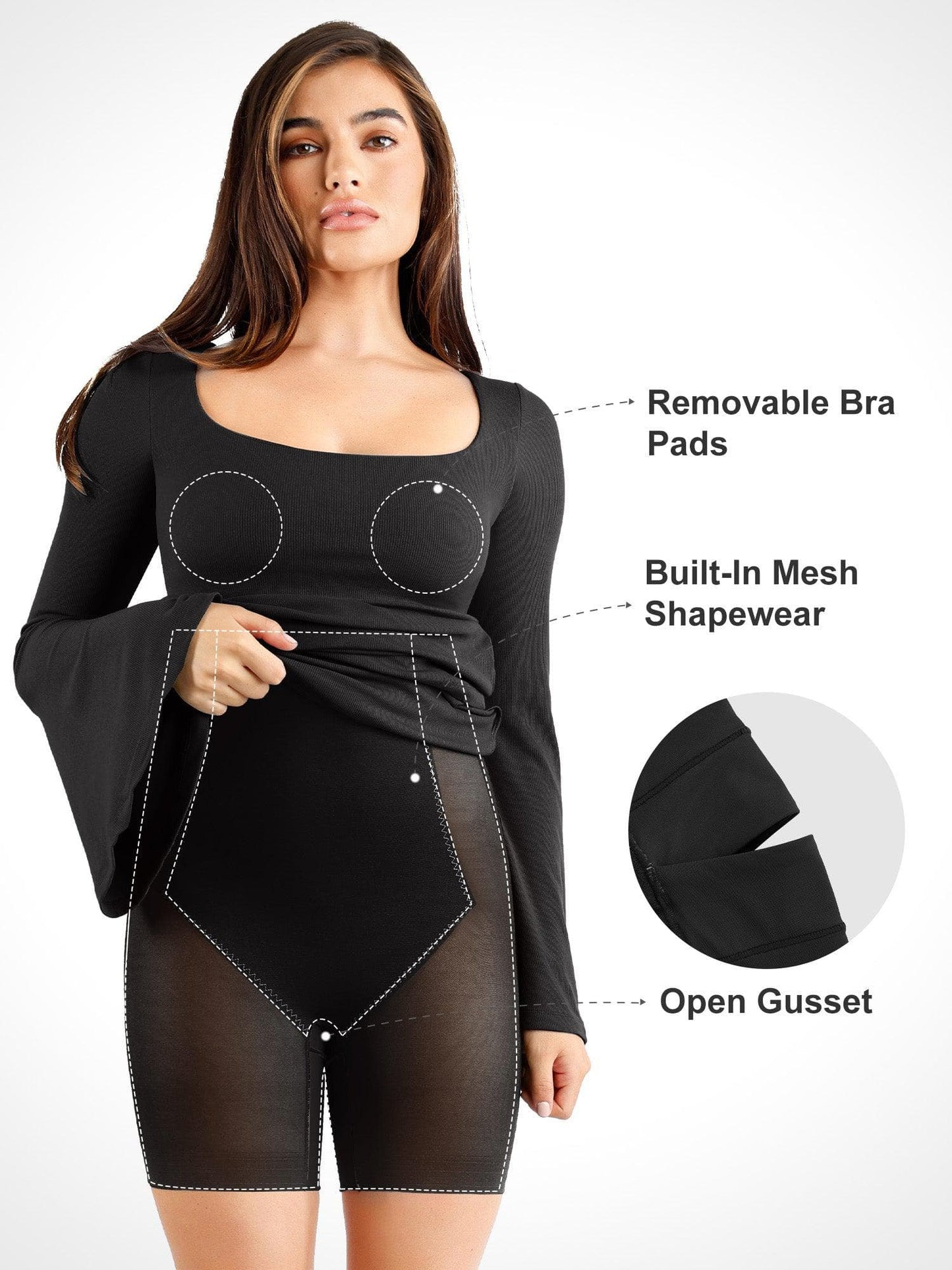 SORAYA – Shaping Midi Dress met Bell Sleeves