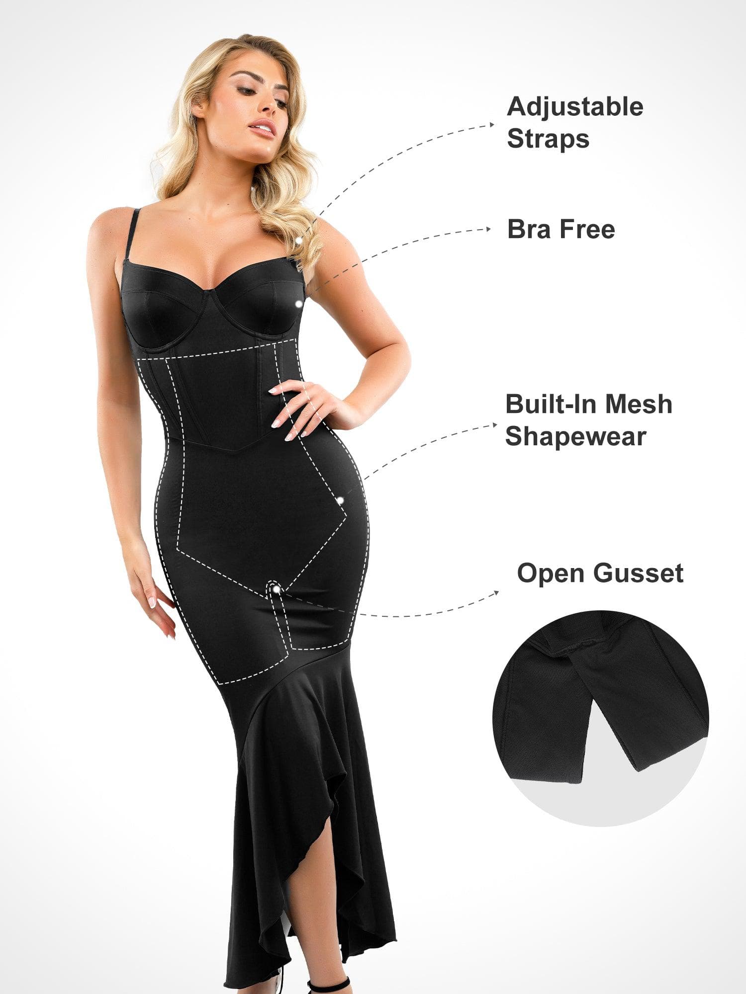 ARYA – Shaping Corset Maxi Dress - LivingCurves Formal Bodycon Party Summer Dress Maxi Dress / wit / XS