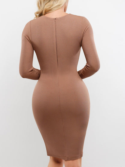 MILA – Shapewear Midi Jurk Lange Mouw