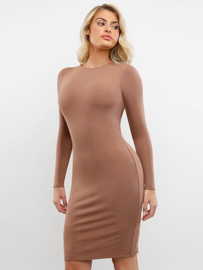 MILA – Shapewear Midi Jurk Lange Mouw