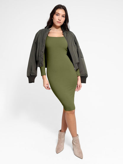 LOREN – Shaping Square Neck Midi Dress