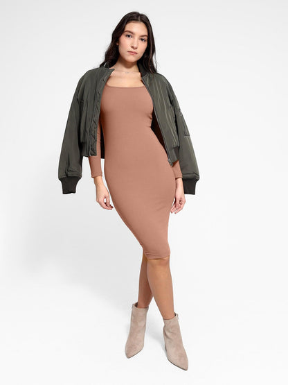 LOREN – Shaping Square Neck Midi Dress