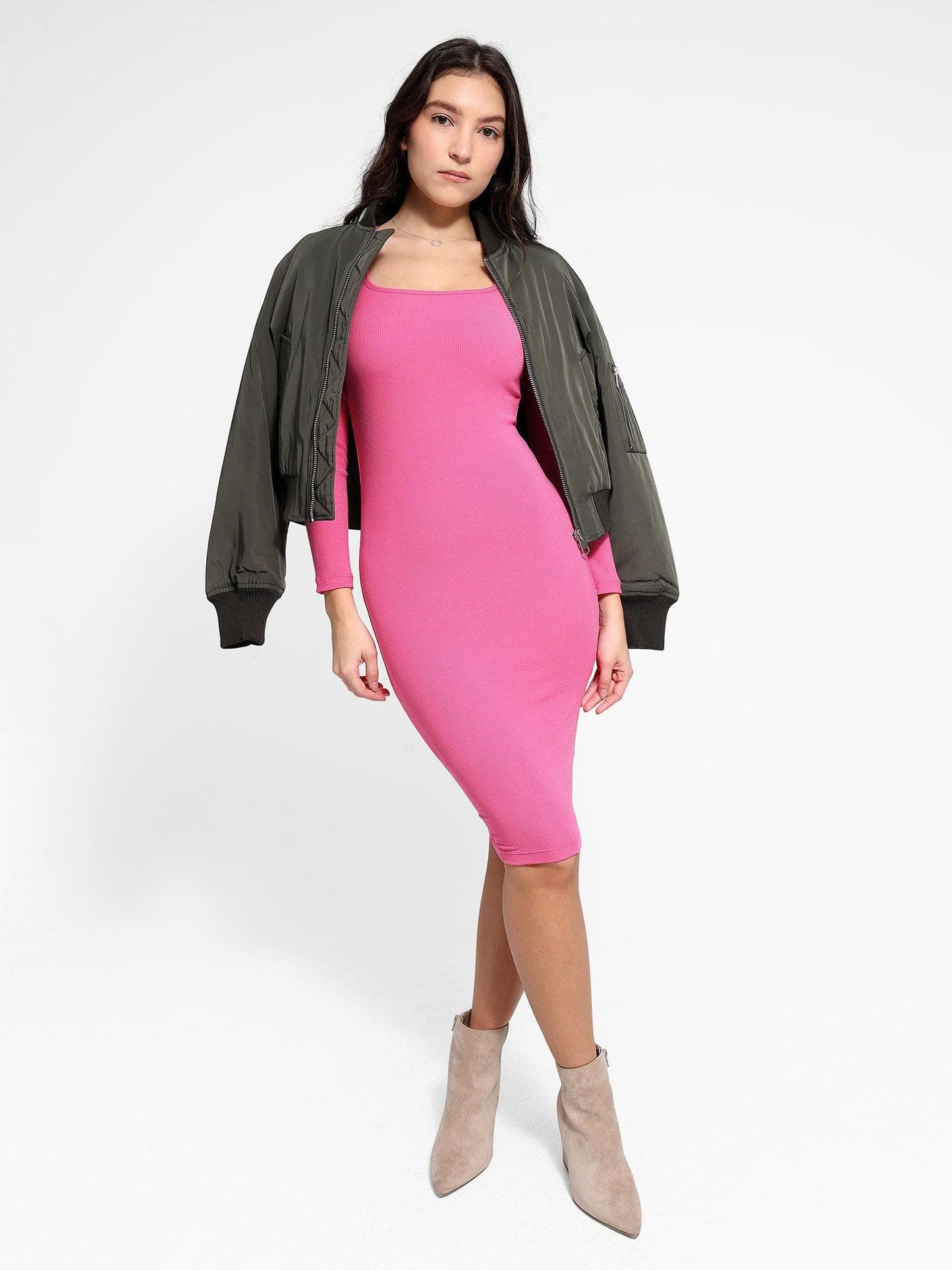 LOREN – Shaping Square Neck Midi Dress