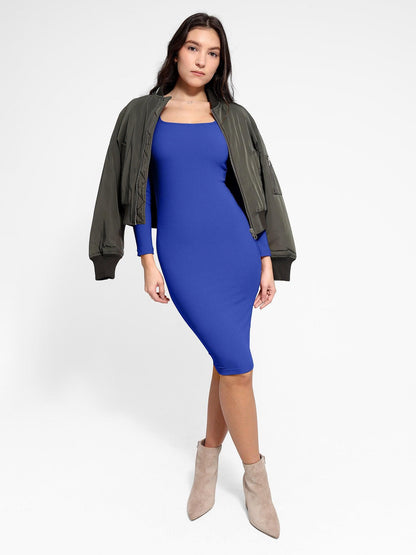 LOREN – Shaping Square Neck Midi Dress