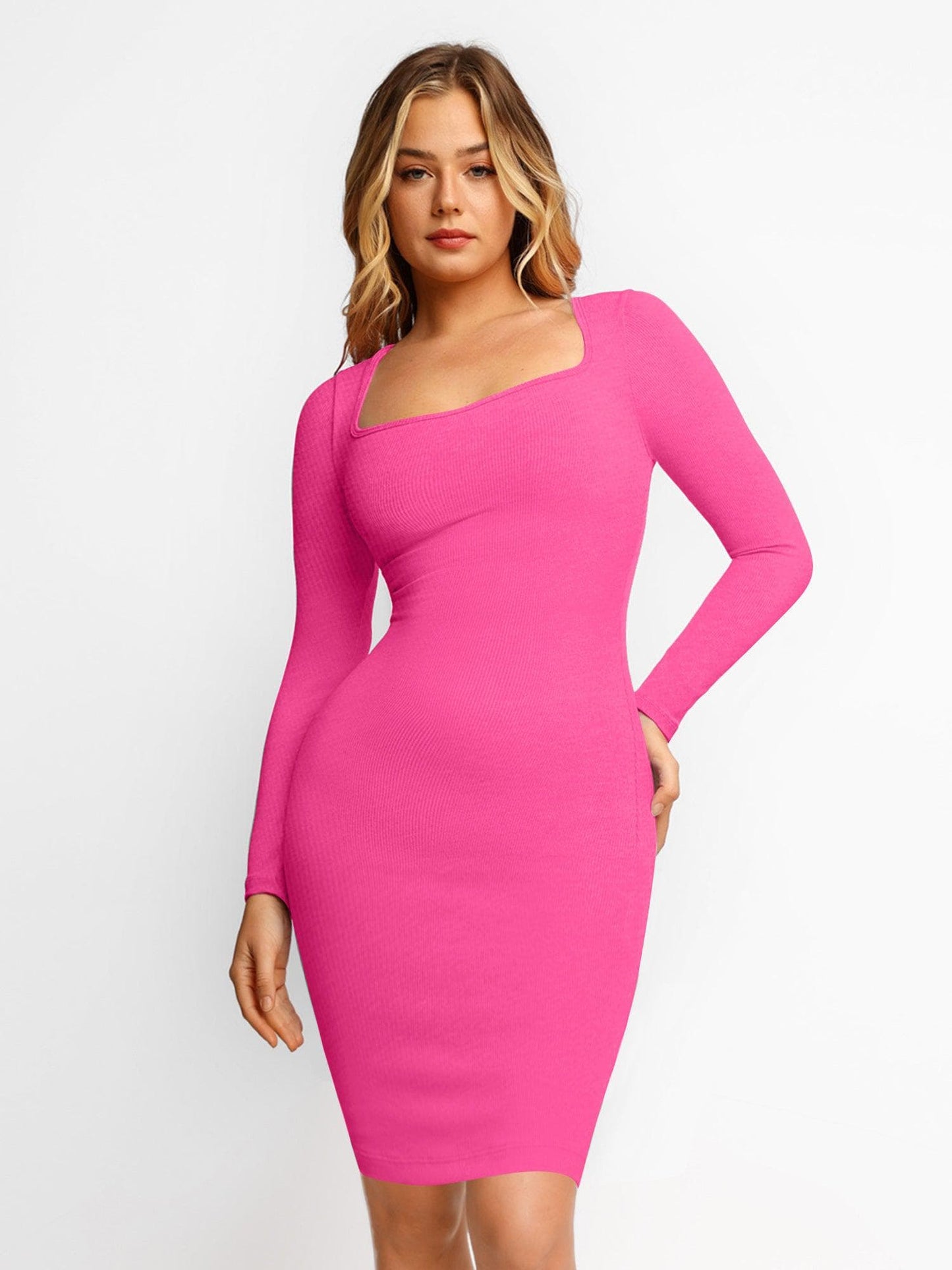 LOREN – Shaping Square Neck Midi Dress
