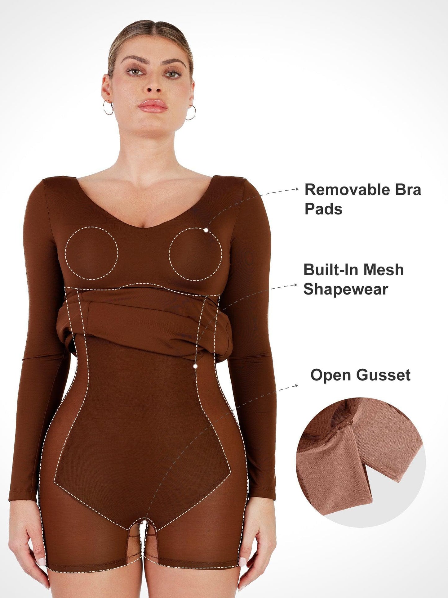 AMARA – Shaping Maxi Jurk met V-Hals & Lange Mouwen