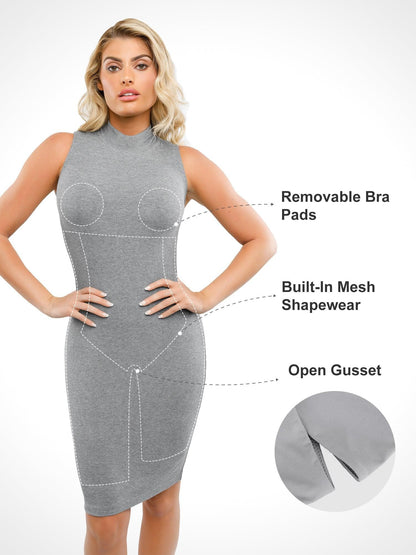 MAE – Mock Neck Slimming Midi Dress