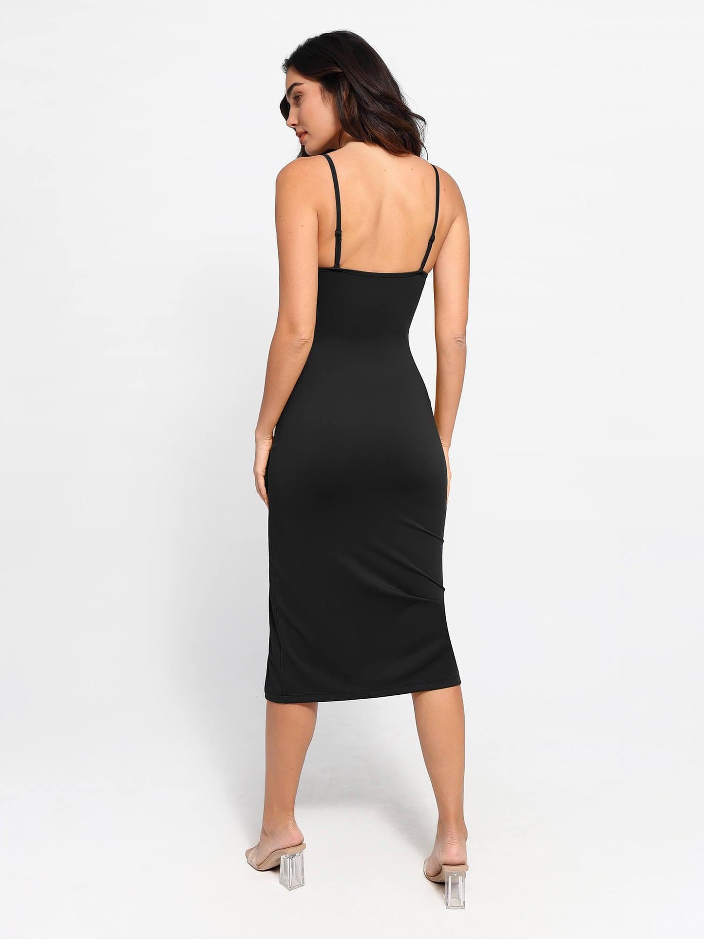 NOIR – Slimming Midi Jurk met Mesh Overlay