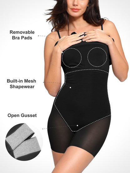 NOIR – Slimming Midi Jurk met Mesh Overlay