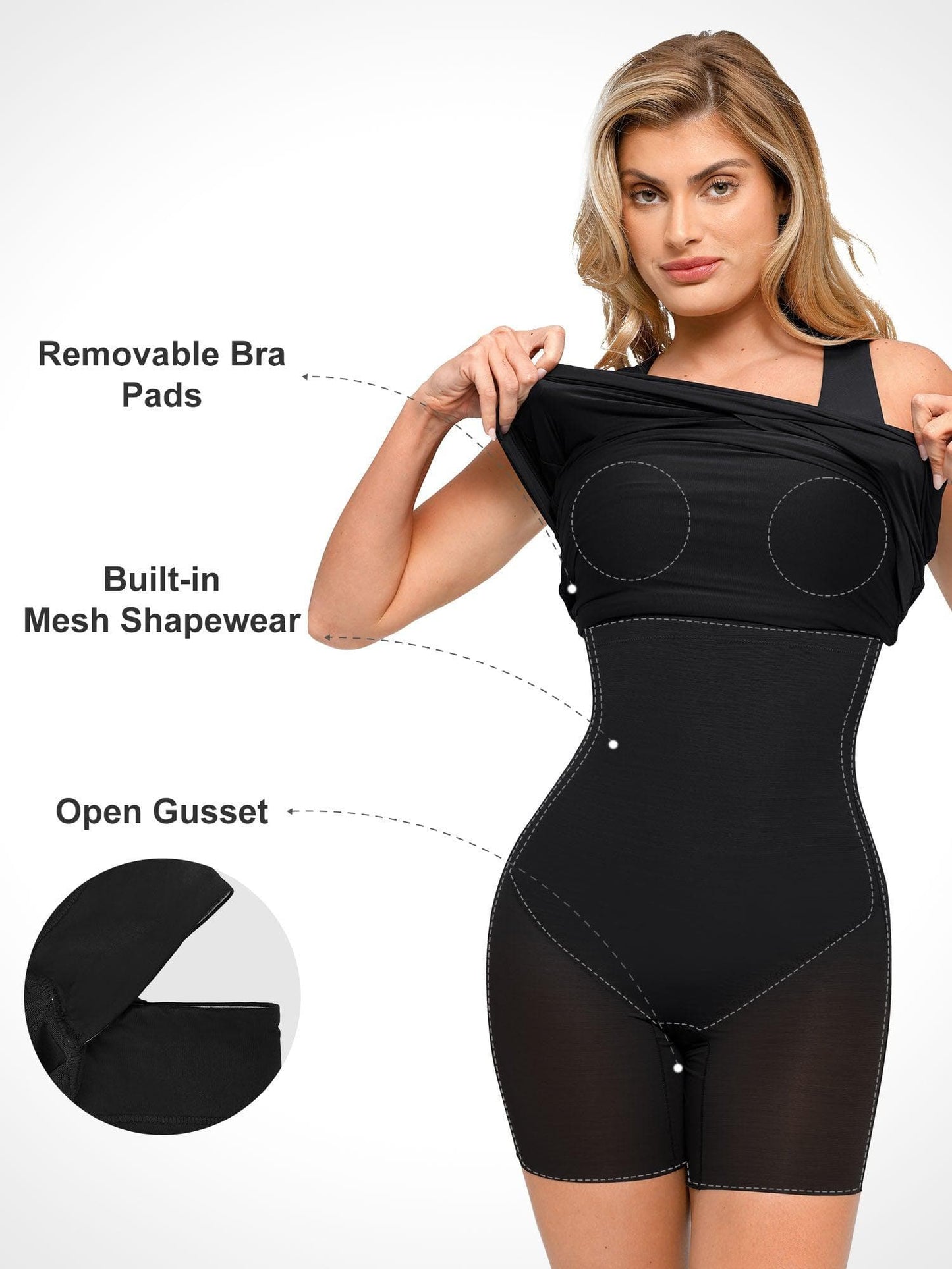 ELVA – Shapewear Mini Jurk met Square Neck