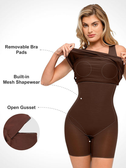 ELVA – Shapewear Mini Jurk met Square Neck