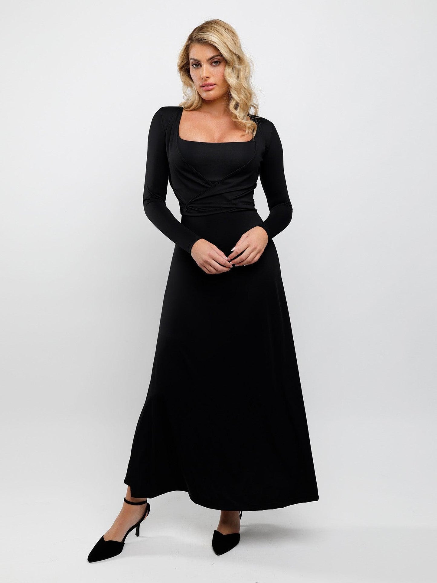 MILENA – Shaping A-Lijn Maxi Jurk met Square Neck
