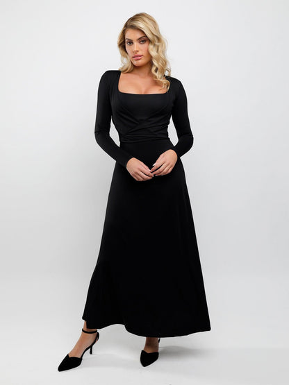MILENA – Shaping A-Lijn Maxi Jurk met Square Neck