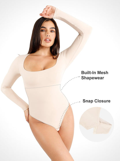 Shapewear Cloudsense Long Sleeve Seamless Bodysuit - LivingCurves Soft Tops Body Shaper Winter Brown / S