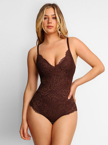 ELYSIA – Lace Bodysuit - LivingCurves Sexy Shaping Daily Outfits Volledig kant / Bruin / S