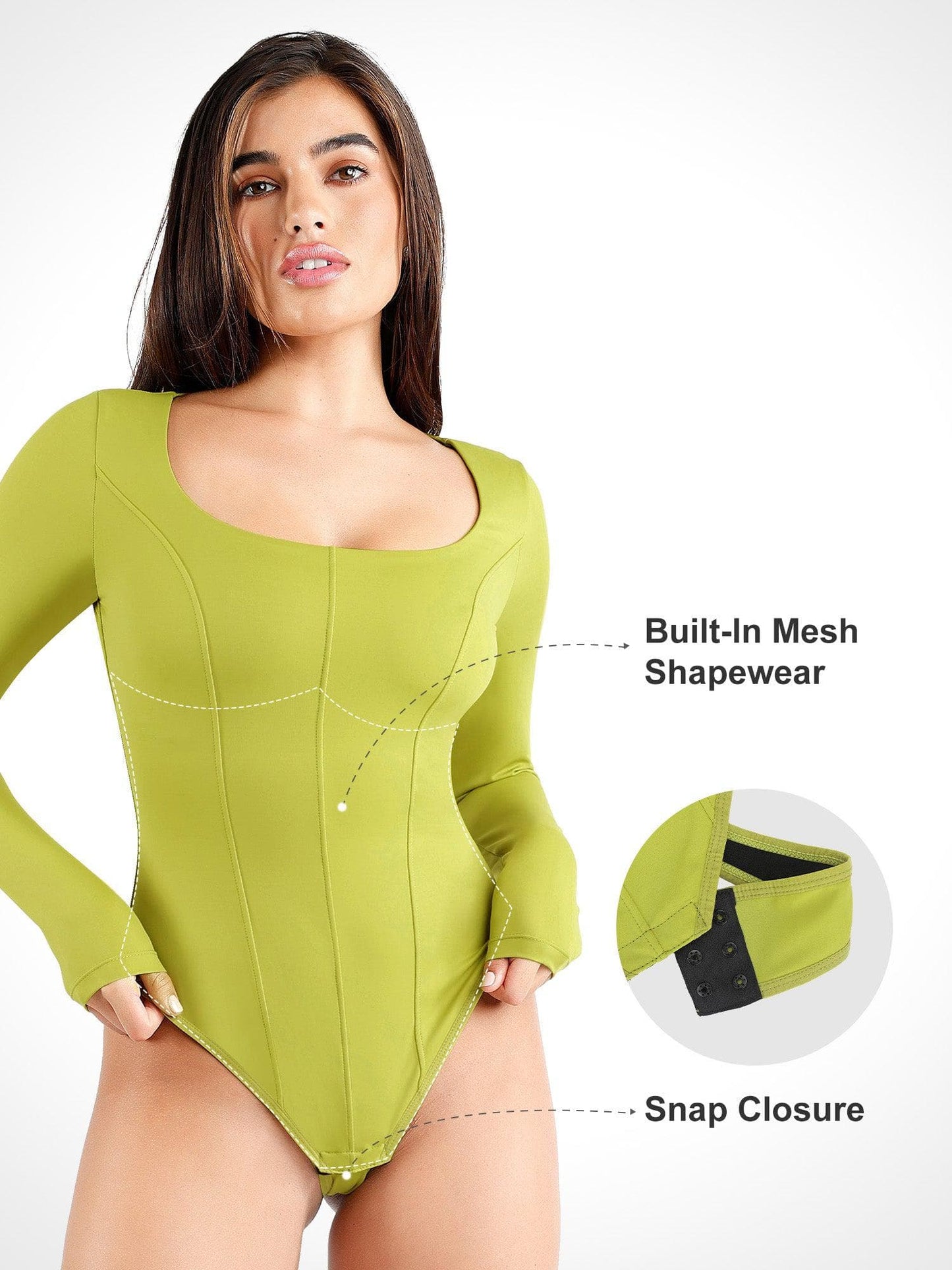 LIORA – Long Sleeve Tummy Control Bodysuit - LivingCurves Tops Body Shaper Winter Sale Bruin / S