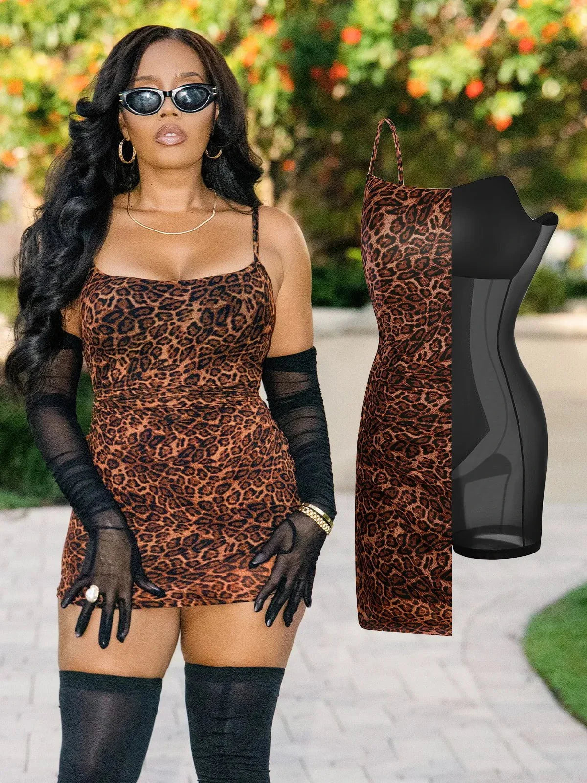 ZERENA – Shaping Mesh Slip Dress