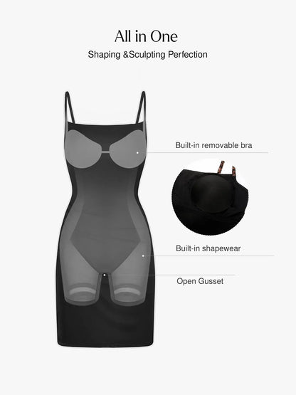 ZERENA – Shaping Mesh Slip Dress