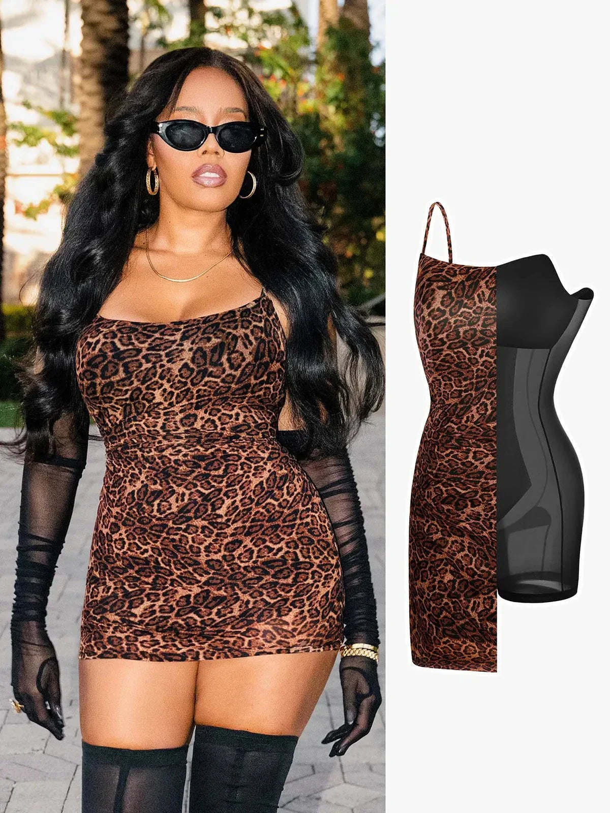 ZERENA – Shaping Mesh Slip Dress
