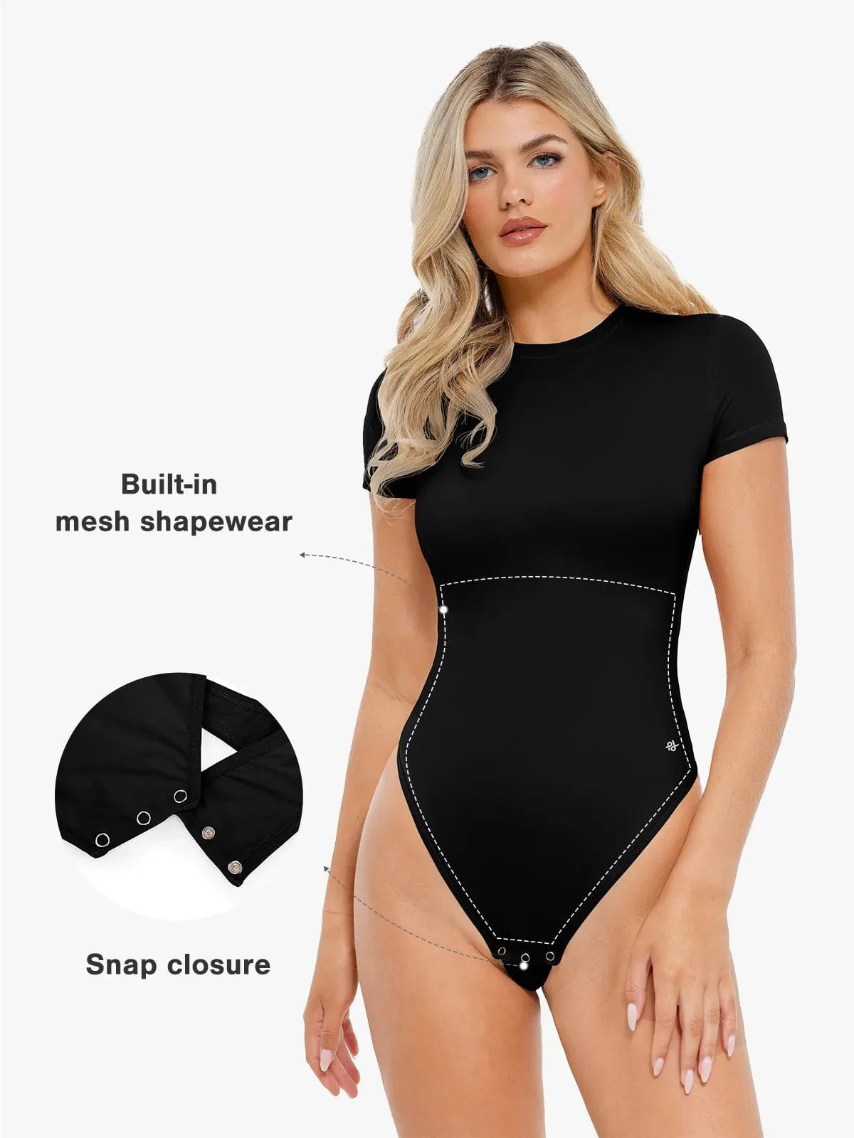Shapewear Cloudsense Short Sleeve Crew-Neck Bodysuit - LivingCurves Soft Comfy Tops Body Shaper Black / S