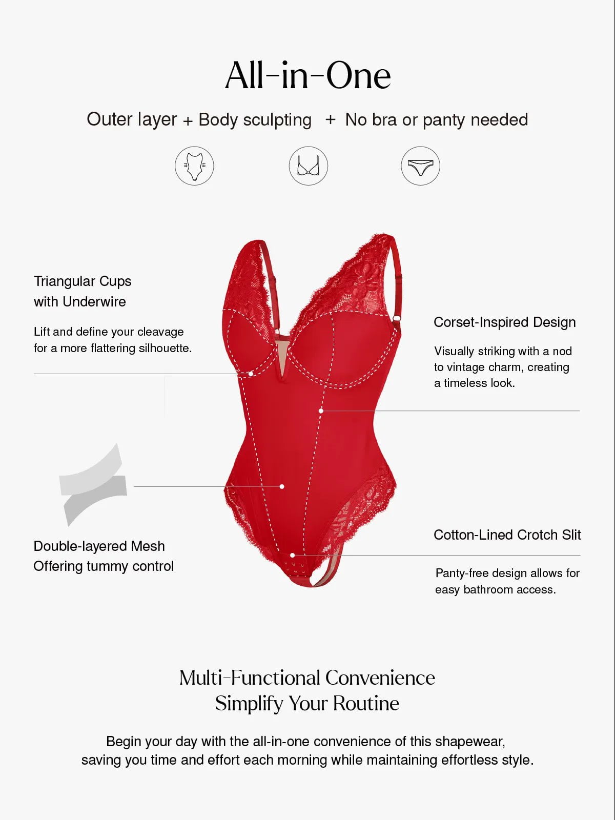 ALYA – Lace Hourglass Bodysuit - LivingCurves Sexy Tops Body Shaper Wit / XS