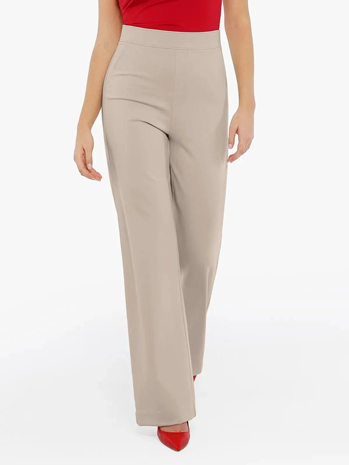 SELENE – Shaping Ponte Wide-Leg Pants - LivingCurves Business Casual Pants Zwart / XS