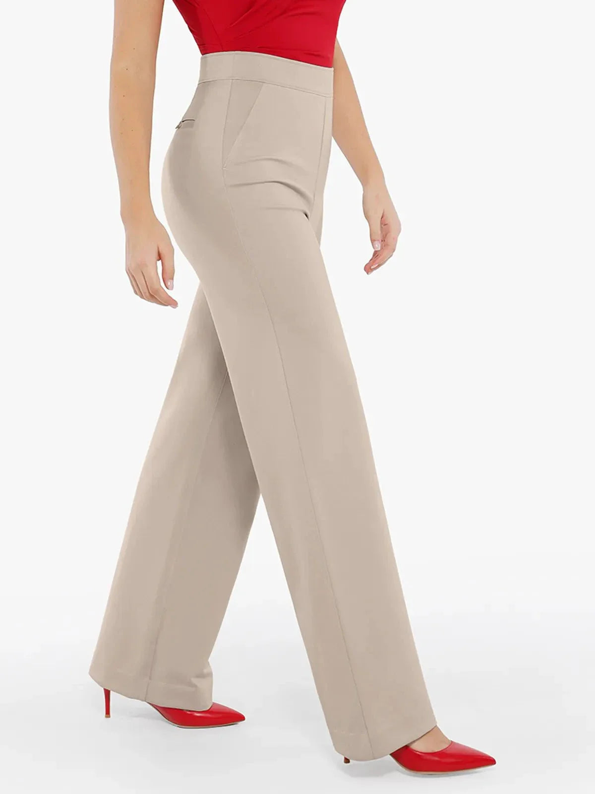 SELENE – Shaping Ponte Wide-Leg Pants - LivingCurves Business Casual Pants Zwart / XS