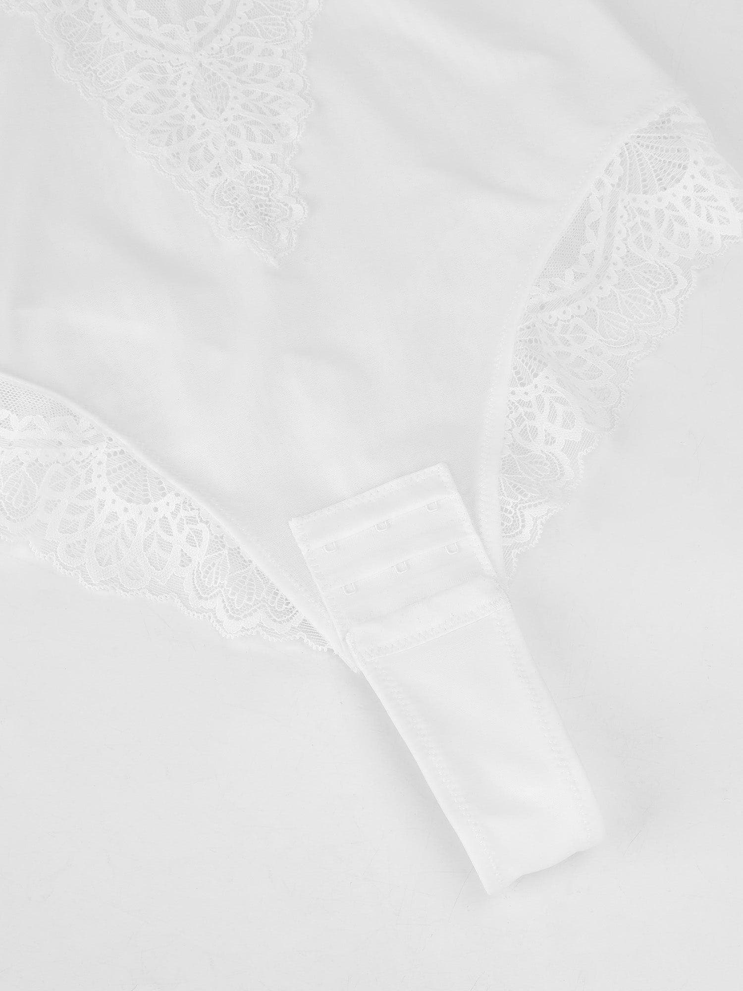 ISLA – Lace Full Bust Bodysuit met Plunging V - LivingCurves Tops Body Shaper Roze / XS