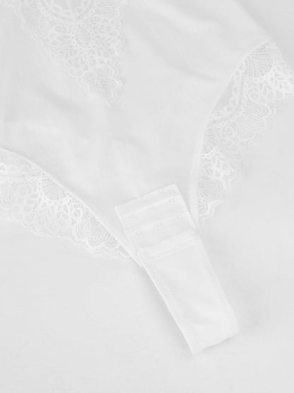 ISLA – Lace Full Bust Bodysuit met Plunging V - LivingCurves Tops Body Shaper Roze / XS