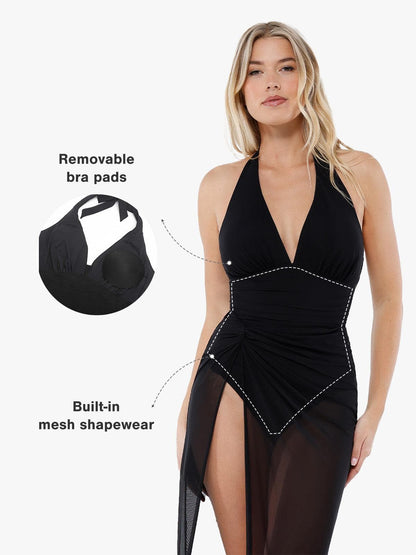 SABRINA | Halter Badpak met Corrigerende Taille + Cover-Up Set