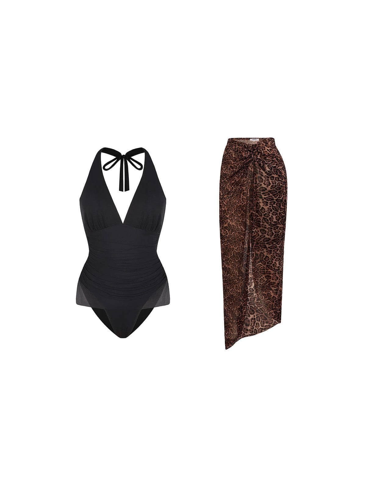 SABRINA | Halter Badpak met Corrigerende Taille + Cover-Up Set