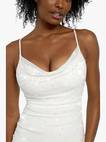 CELINE – Shaping Maxi Jurk met Kristal Mesh